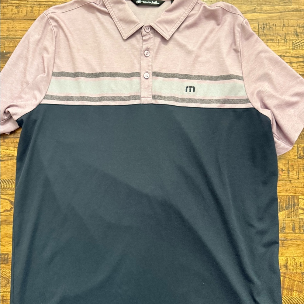 Travis Mathew Men's We Have Fun Polo Golf Shirt - Heathered Grapeade - Size XL